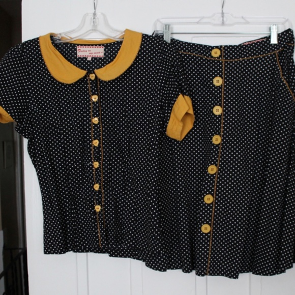ModCloth Polka Dot Skirt Blouse Set - Picture 3 of 4